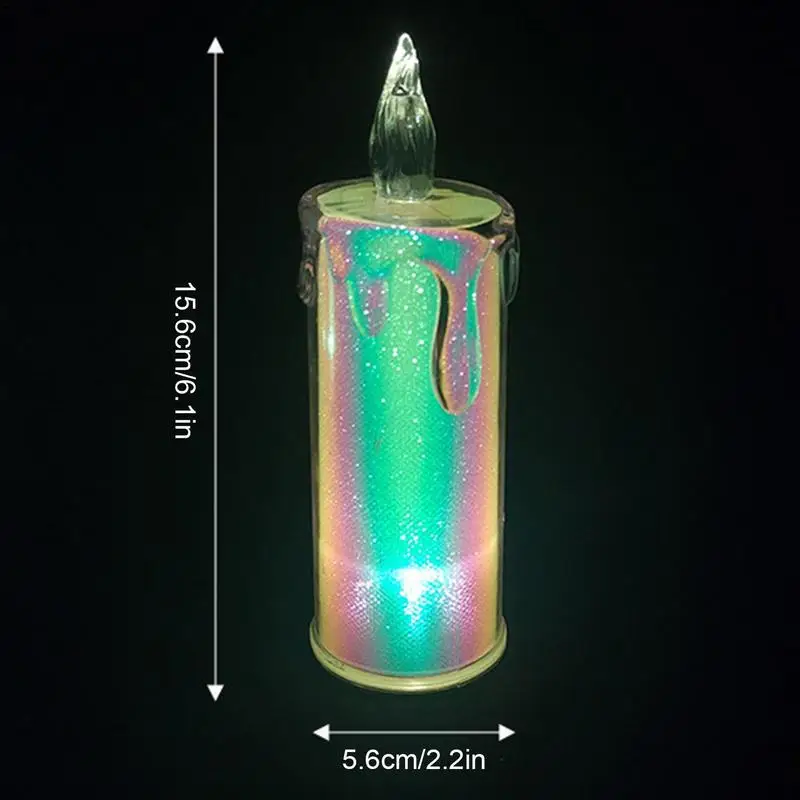 เทียนไฟฟ้ากะพริบสีสันสดใสเทียนไร้เปลวเทียนสำหรับงานฮาโลวีนตกแต่งคริสต์มาสไร้เปลวเทียนอุปกรณ์แสงสีชา