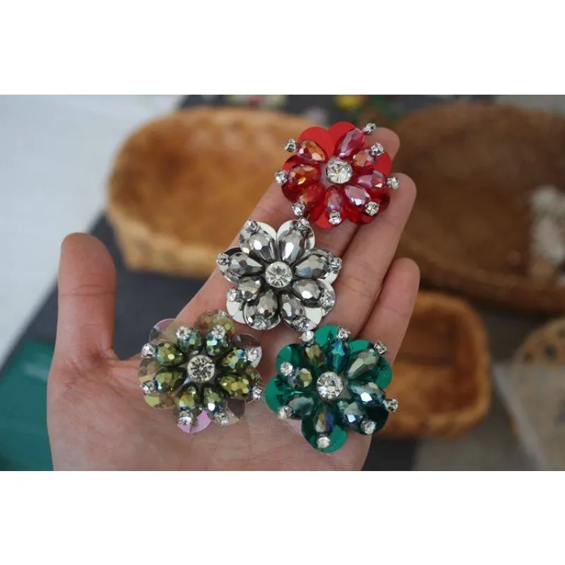 5PCS New 3D Flower Nail Bead Sequin Sticker Clothing Fabric Sticker Handmade T-shirt Sweater Shoes  Decoration Patch Accessories
