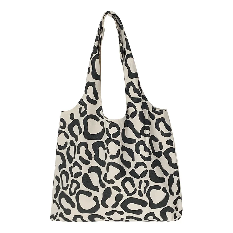 INS studenti coreani Khaki nero Casual Leopard Print Shopper Bag grande tela Tote Carryall all'ingrosso Soft 2023 Fashion Trend