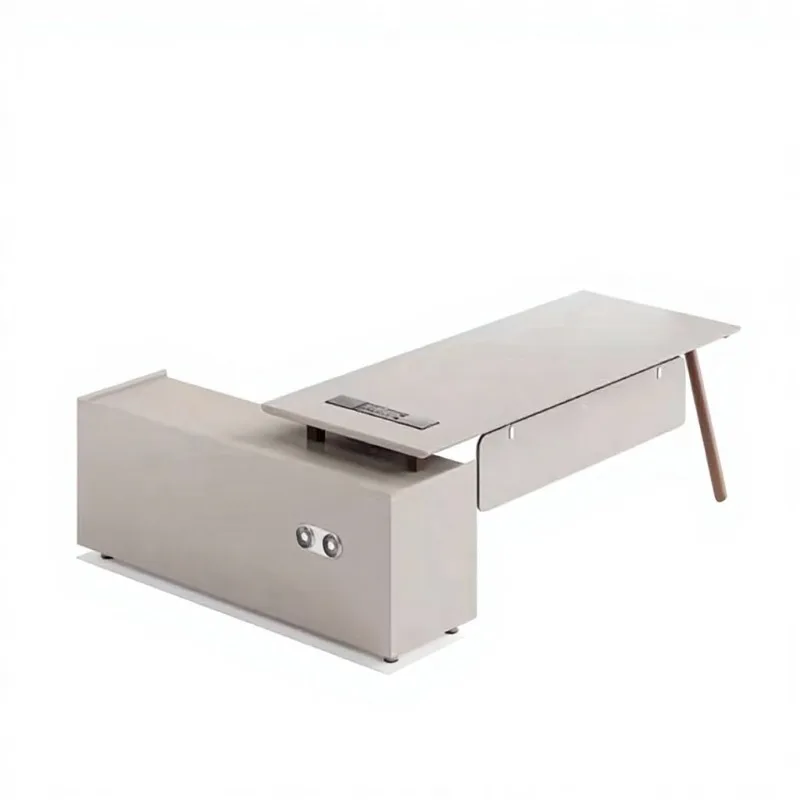 Light Luxury Commercial Executive Office Desk Workstation Table Wood Upper Utility Drawer standing Design High Quality