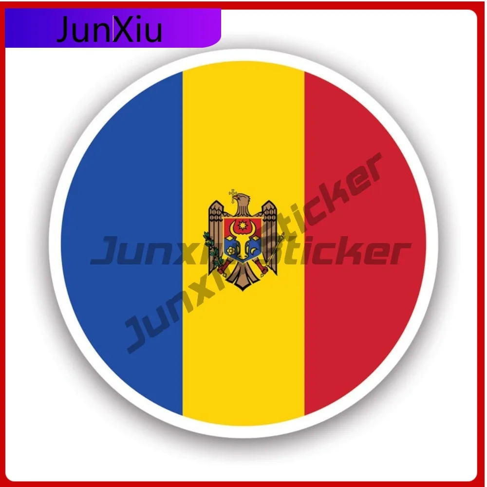 

Round Moldovan Flag Stickerwaterproof Outdoor Decalsmoldova Cool Window Waterproof Vinyl Decal For Motocross Creative High