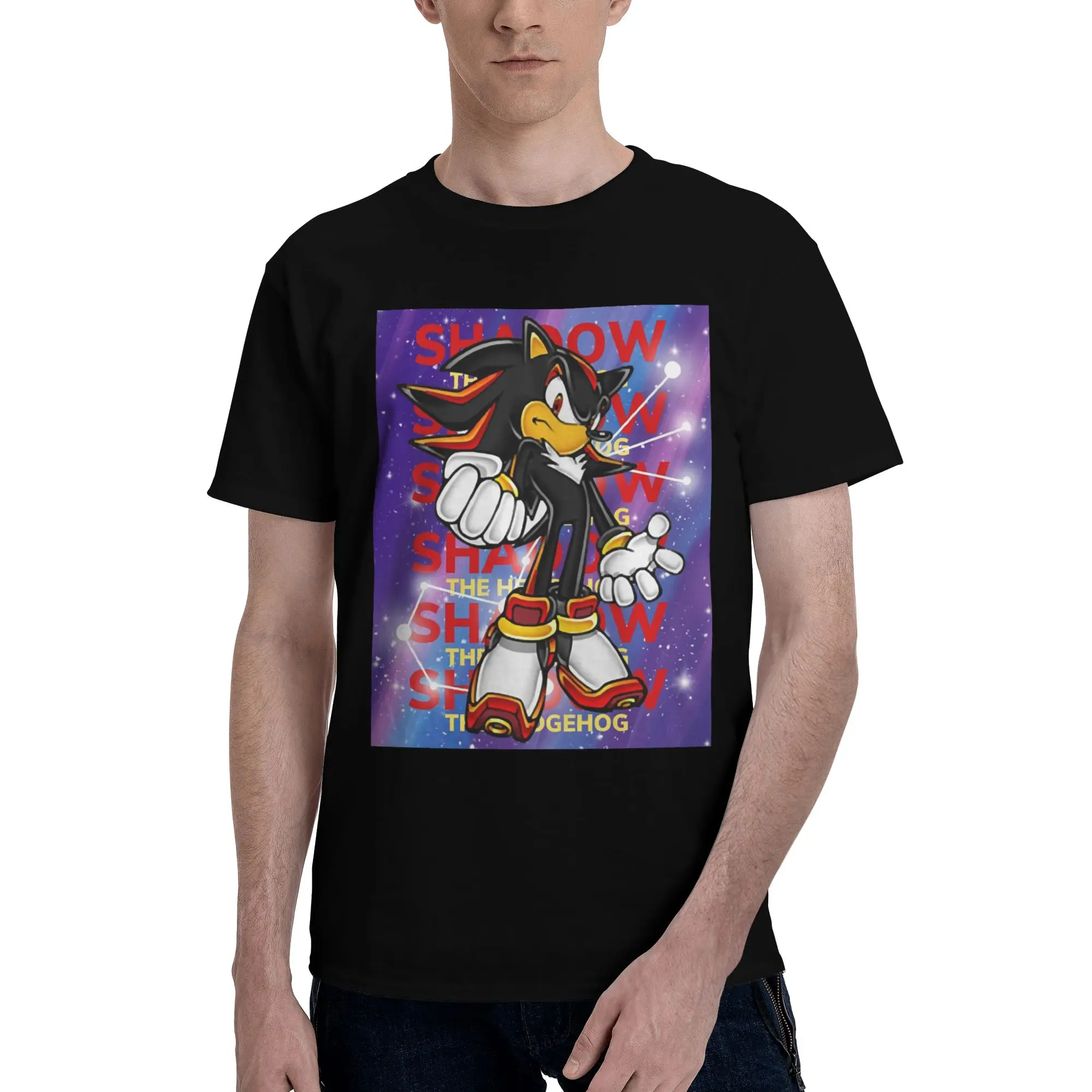 

Футболка из 100% хлопка Shadow the Hedgehog, мужские модные футболки, мужские футболки с круглым вырезом и коротким рукавом, S-6XL