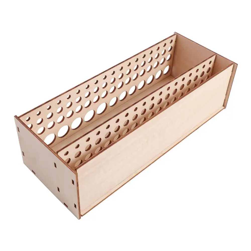 

Wooden Frame Paint Brush Holder 67 Holes Household Watercolor Brush Rack Large Capacity Saving Space Desk Organizer