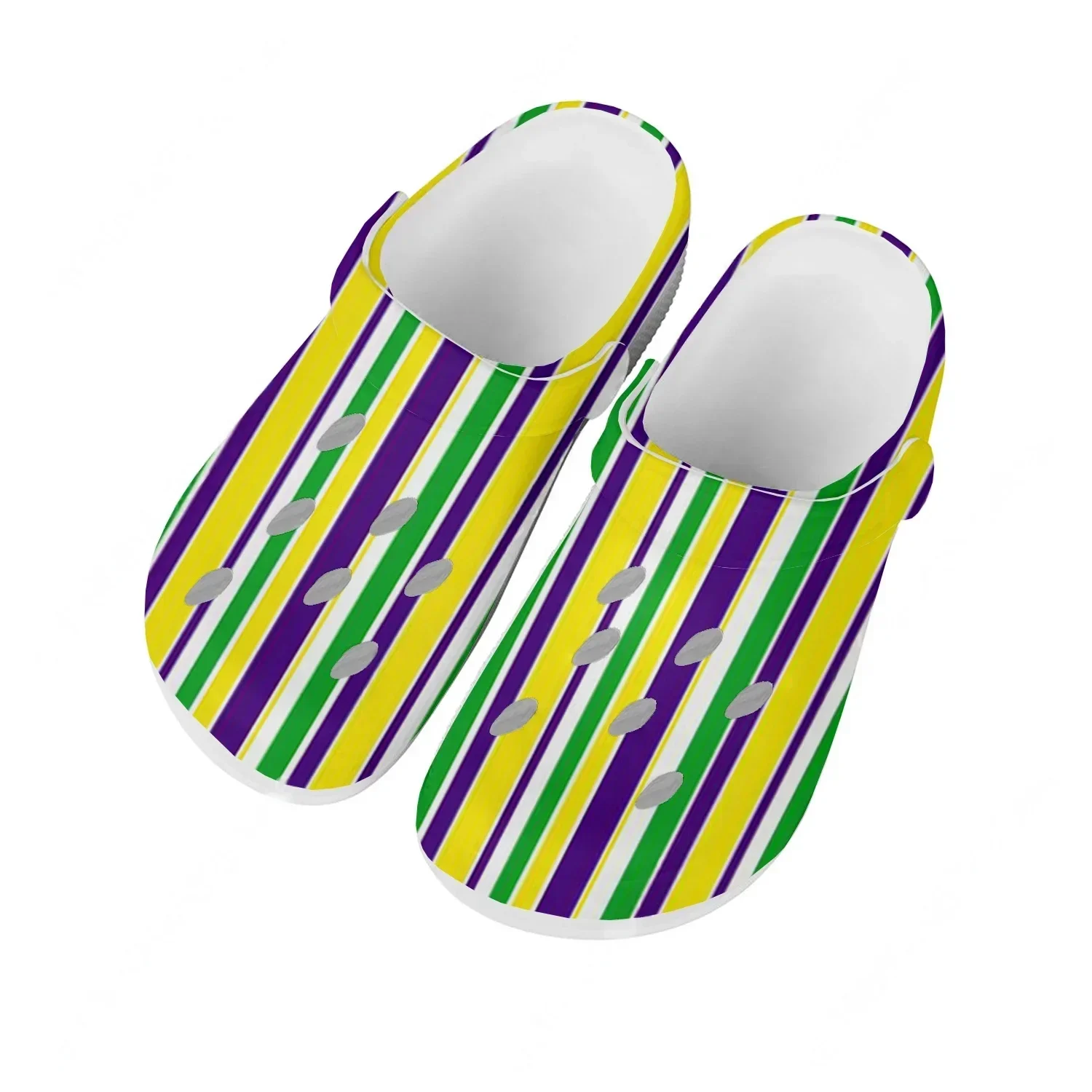 

Mardi Gras Stripe Sandals Men Women Teenager Fashion Water Shoes Garden Breathable Comfort Beach Summer Custom Slippers