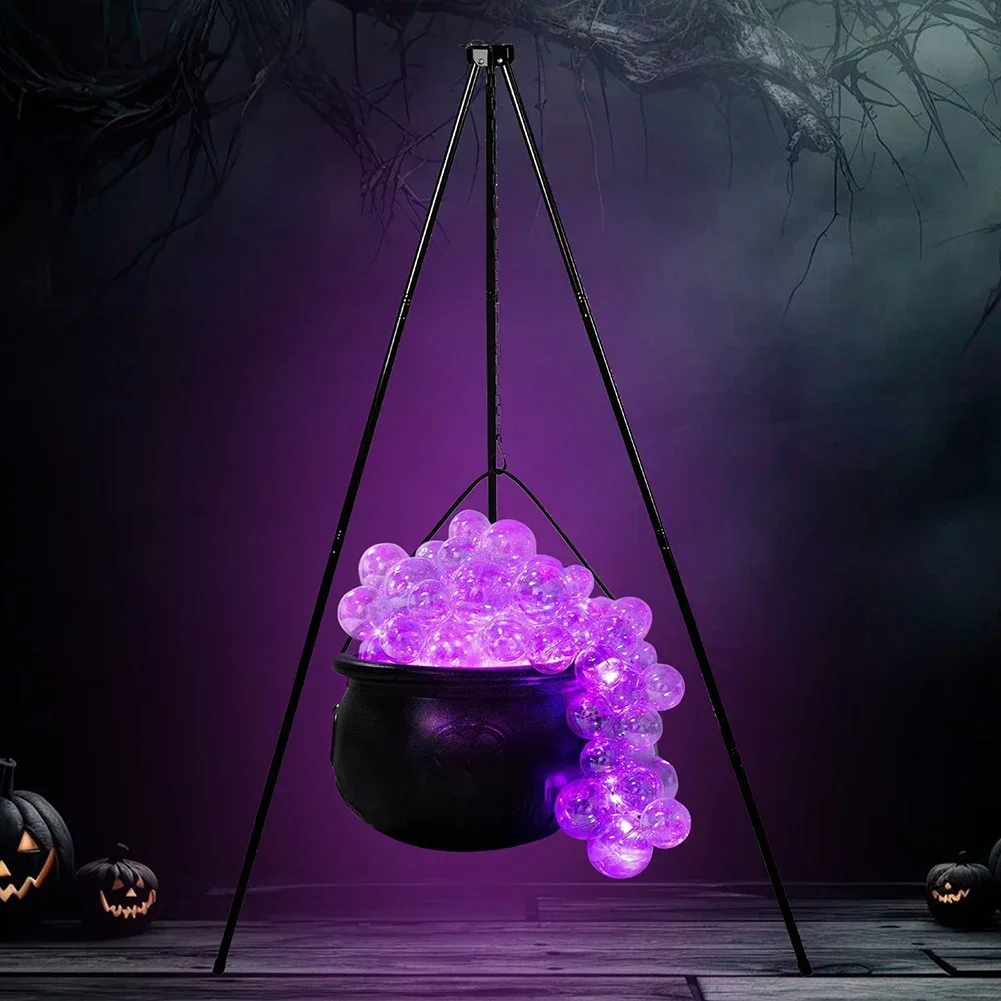 Ensemble de Pots à Bulles Transparents pour Halloween, Batterie Sphériquement Brillante avec Support, Accessoires Décoratifs Créatifs