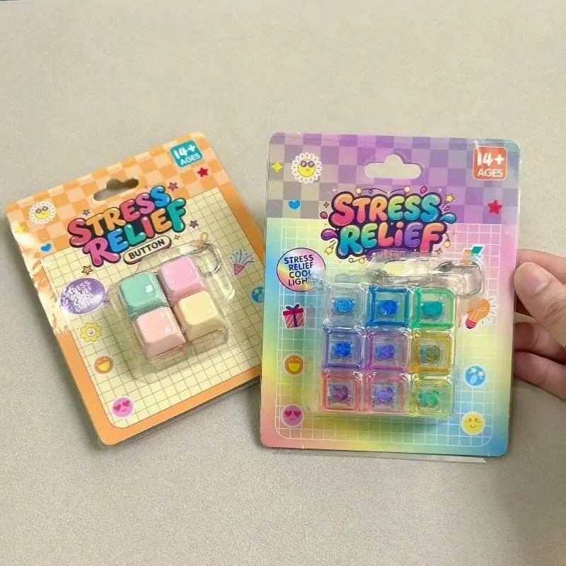 1Pcs Stress Relief Keyboard Keychain 3/4/9 Grids Creative Square Plastic Pendant Without Light Children's Day Gift