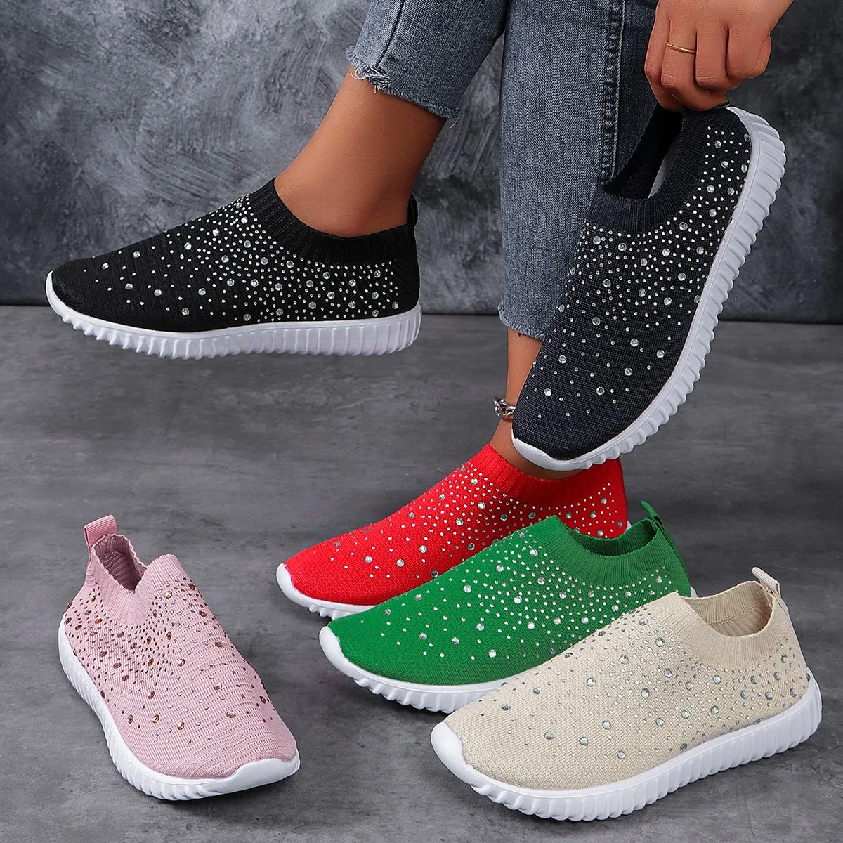 Women Flat Sneakers Spring and Autumn Comfortable Loafers Casual Round Toe Shallow Sneakers Fashion Outdoor Shoes for Women