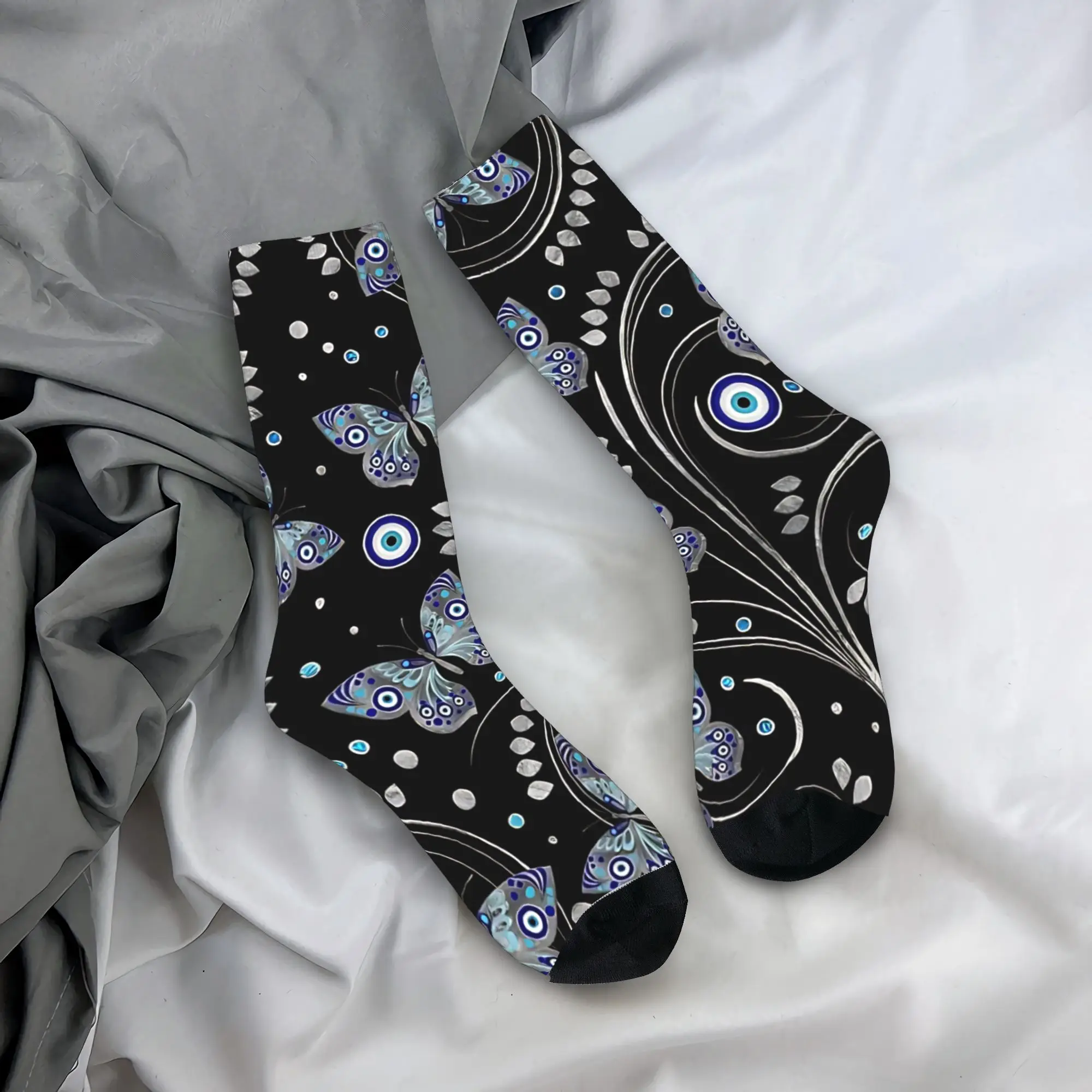 

Носки с узором «Бабочка и Злой глаз» для взрослых мужчин, дышащие, модные, весенние, для бега, антибактериальные, подарочные