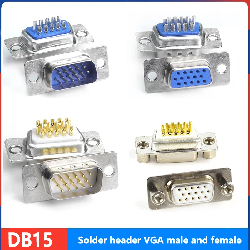 DB15 soldering header VGA male and female header 3 rows of 15-pin connector HDB15 HD cable connector mini pin plug