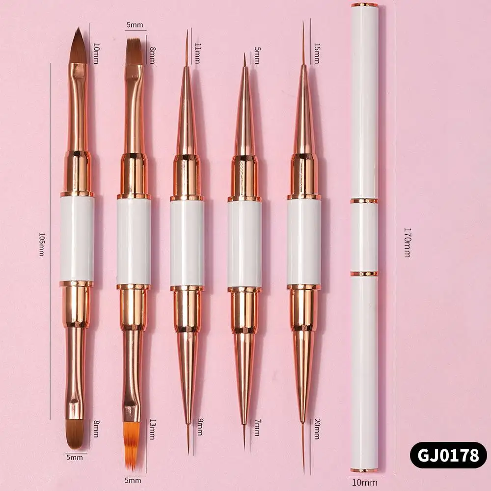 Dual-ended Acrylic Nail Art Brushes Set Professional Gel Polish Thin Liner Flower Painting Drawing Manicure DIY Tool Accessories