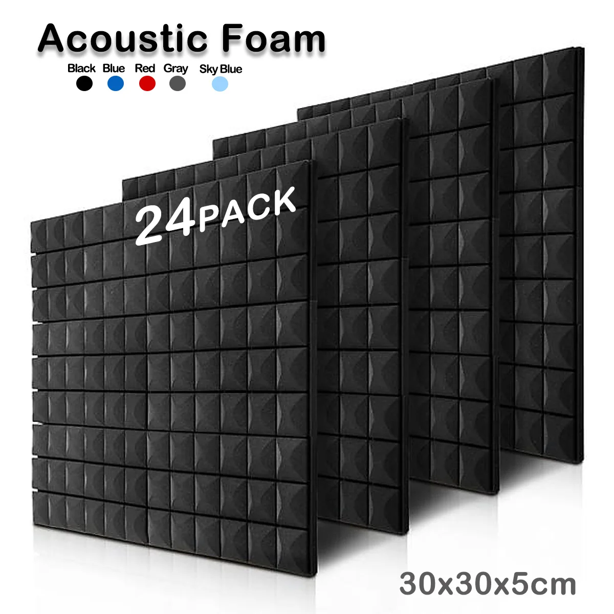 

Acoustic Foam Wall 6/12/24Pcs 2"X12"X12" Studio Soundproof Sponge Pad Noise Absorption Treatment Panel For KTV Room Decorative