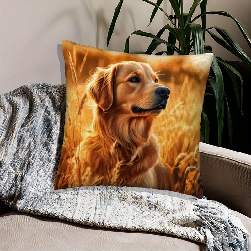 Golden Retriever Dog Portrait Print Cushion Cover Home Decor Pet Lover Gift