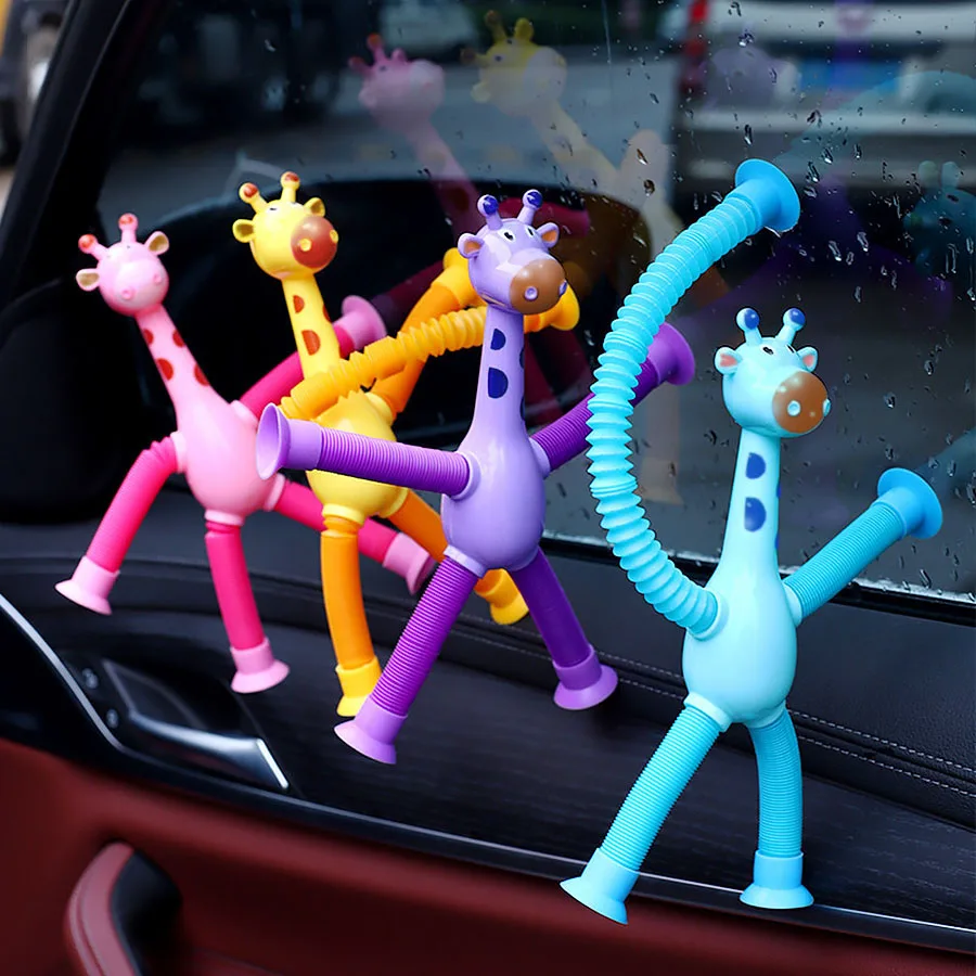 

Suction cup giraffe toys and pull tube toys are perfect for relieving stress and are ideal travel toys and gifts for cars and Ea