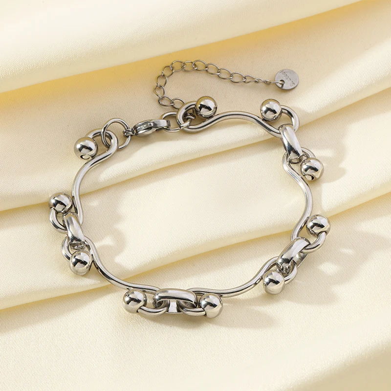 EILIECK 316L Edelstahl Metall Silberfarben Perlenkette Armband-Set für Damen Modischer Wasserdichter Schmuck Damengeschenk – Detail 13