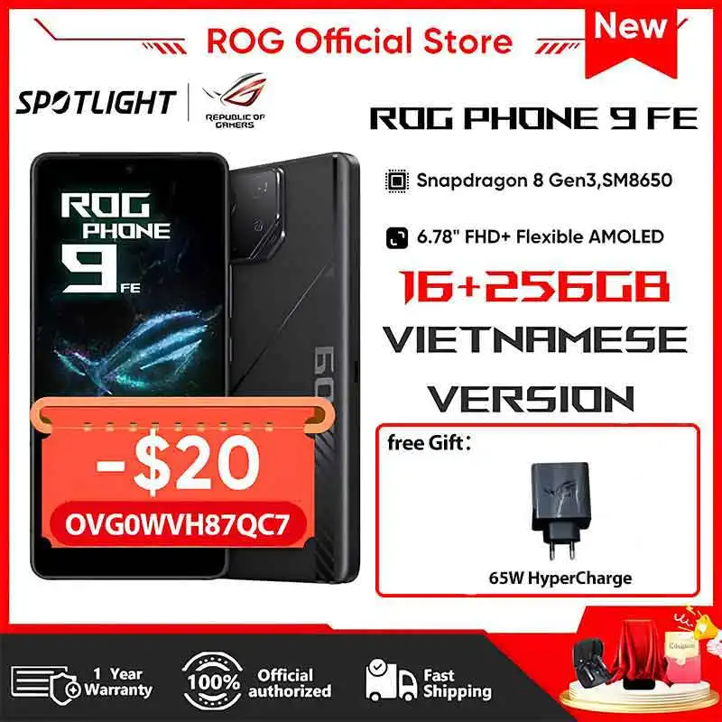 ASUS ROG 9 FE 5G Snapdragon 8 Gen 3 6.78 5500mAh 65W Charging 185Hz FHD Display 5500mAh Android 15 Global Version ROG 9