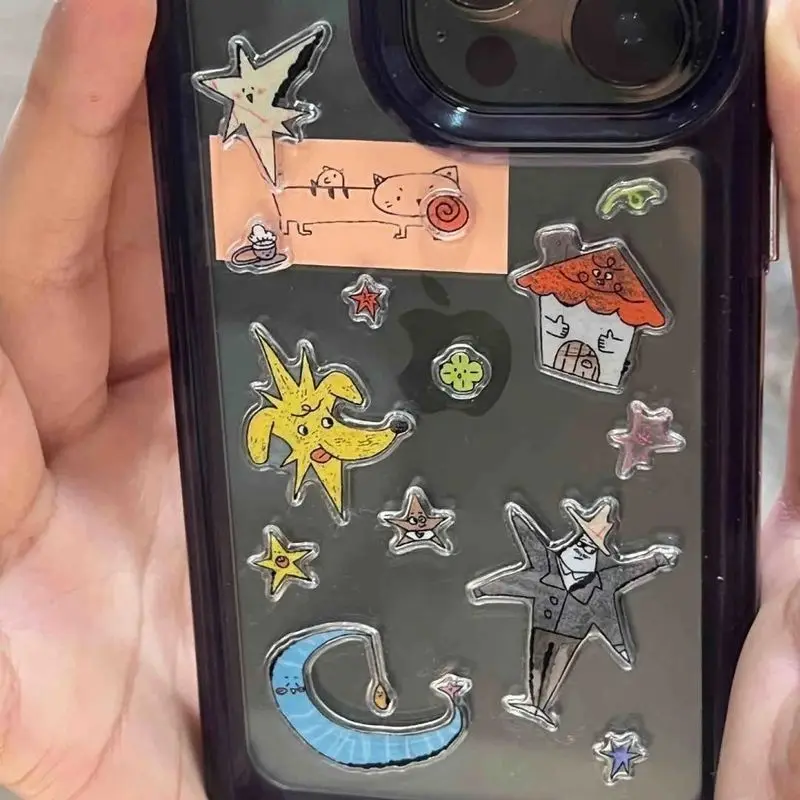 الفنان الكوري لطيف ستار التوضيح هلام ملصقات عالية الجمالية Diy بها بنفسك مجلة قضية الهاتف المحمول سماعة الشارات الهدايا