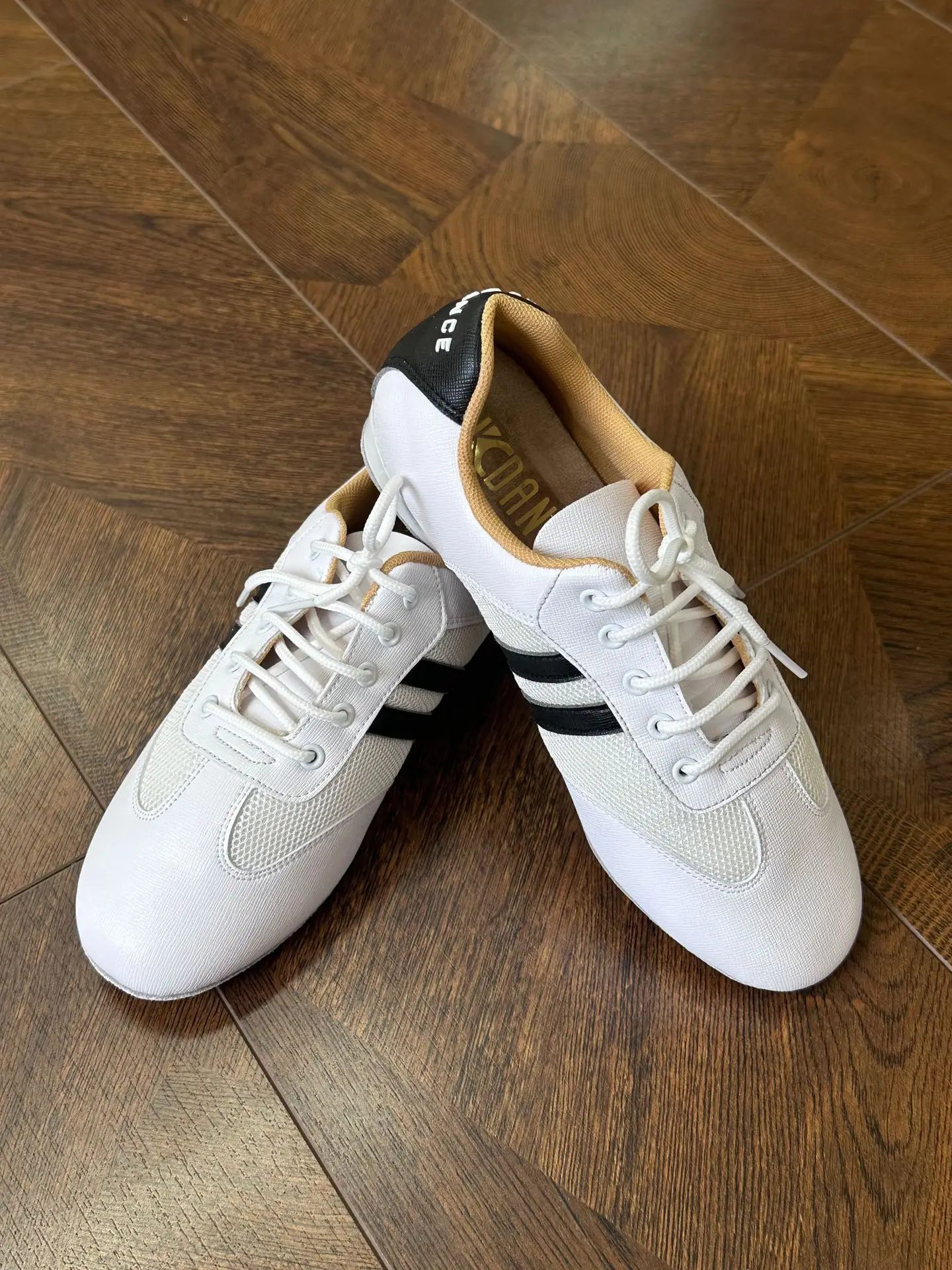 Latin Ballroom Low Heel 2cm Dance Teacher’s Shoes Black White Leather Suede Sole Split Flexible Indoor Practice Dance Shoes