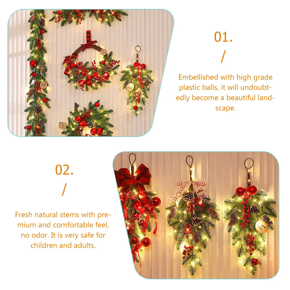 

Christmas Teardrop Swag Mailbox Door Decoration Xmas Pendant Stair Garland Fireplace Windowsill Decor Embellished Plastic Balls