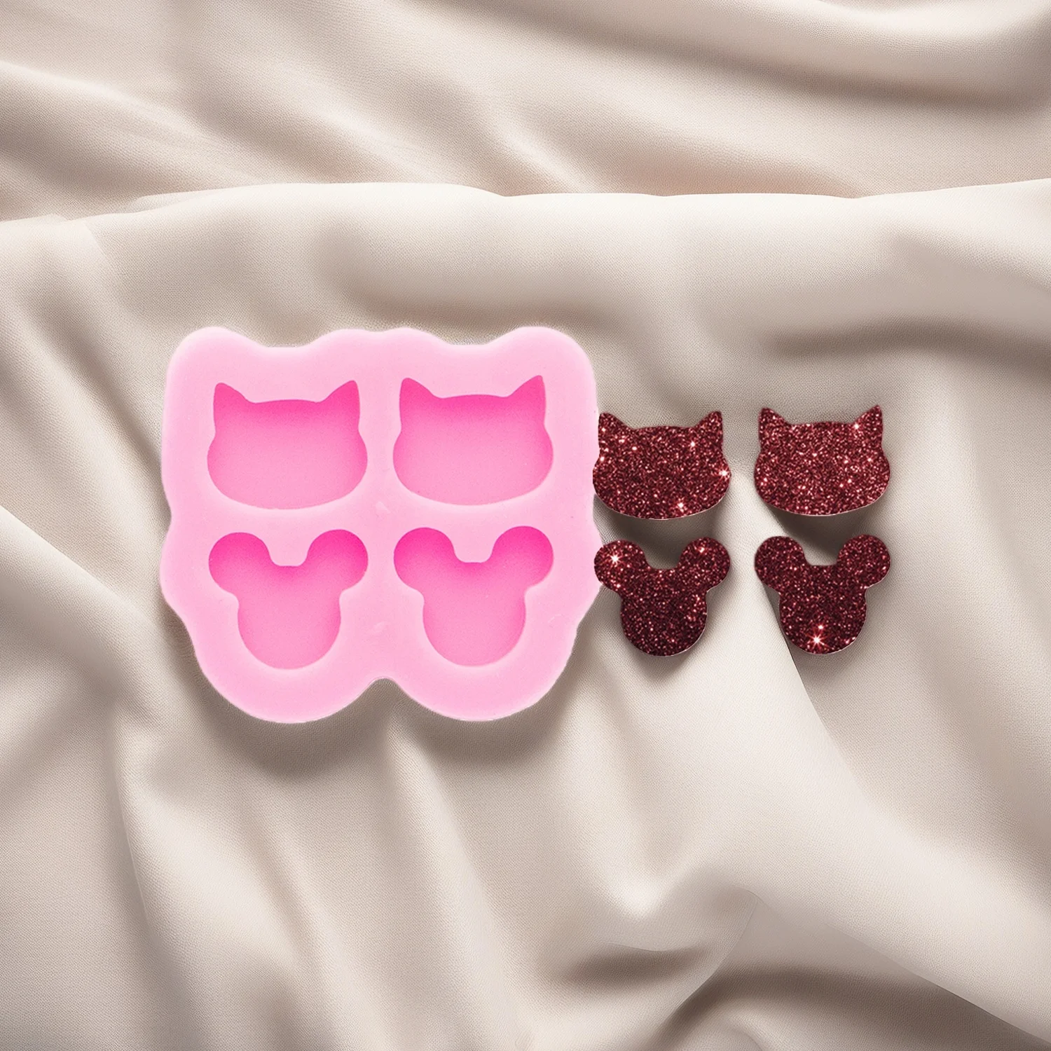 Mini heart and diamond shape Silicone Stud Earring Mold Made of Epoxy Resin Silicone Jewelry Making DIY Craft