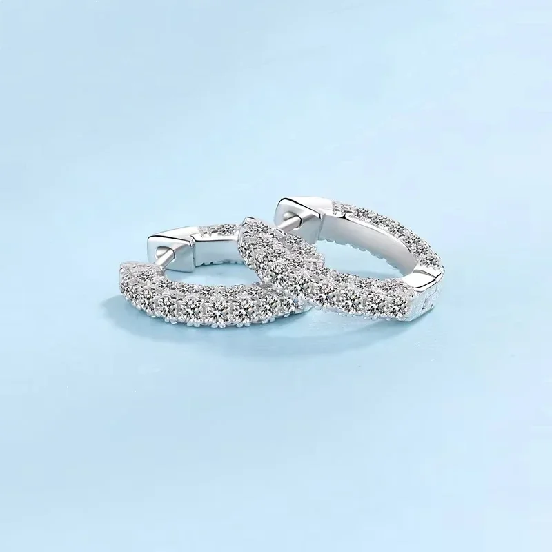 1.92Carat Moissanite Diamond Platinum Pt950 Hoop Earrings Women Birthday Gift Daughter Engagement Girl Fine Jewelry