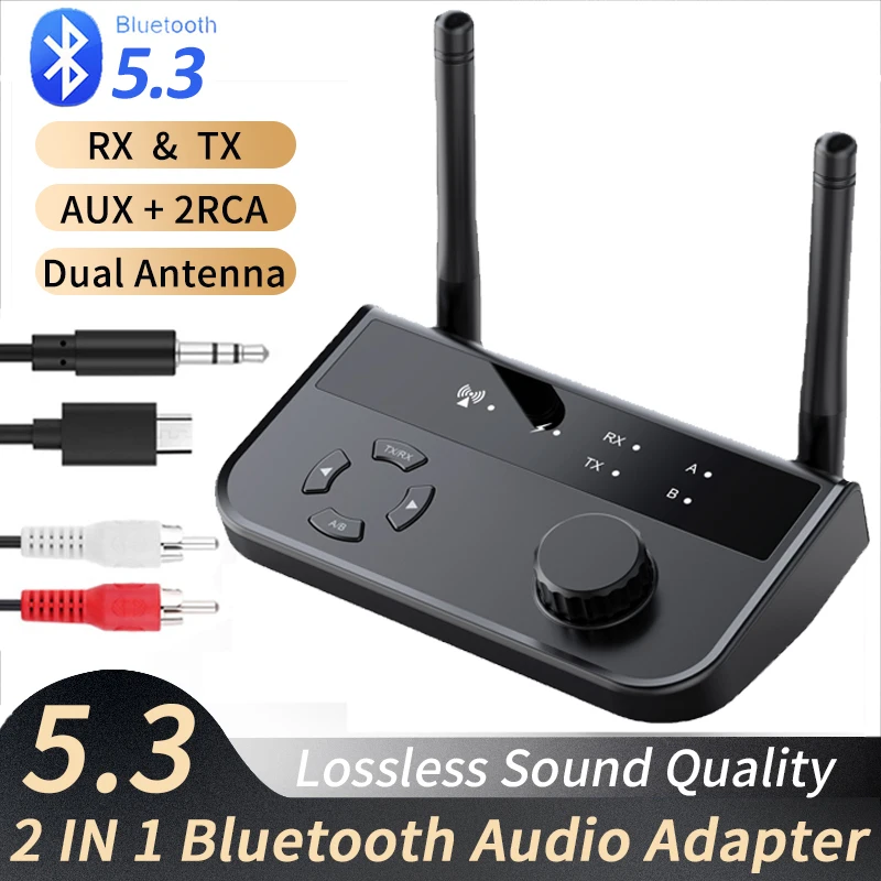 Bluetooth 5.3 Audio Transmitter Receiver 3.5mm AUX Jack Stereo Music Wireless Modulator Adapter For PC TV Headphone Car Speaker