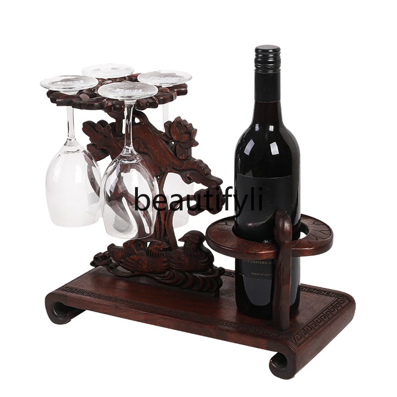 Mandarin duck water red wine rack solid wood creative European wine rack