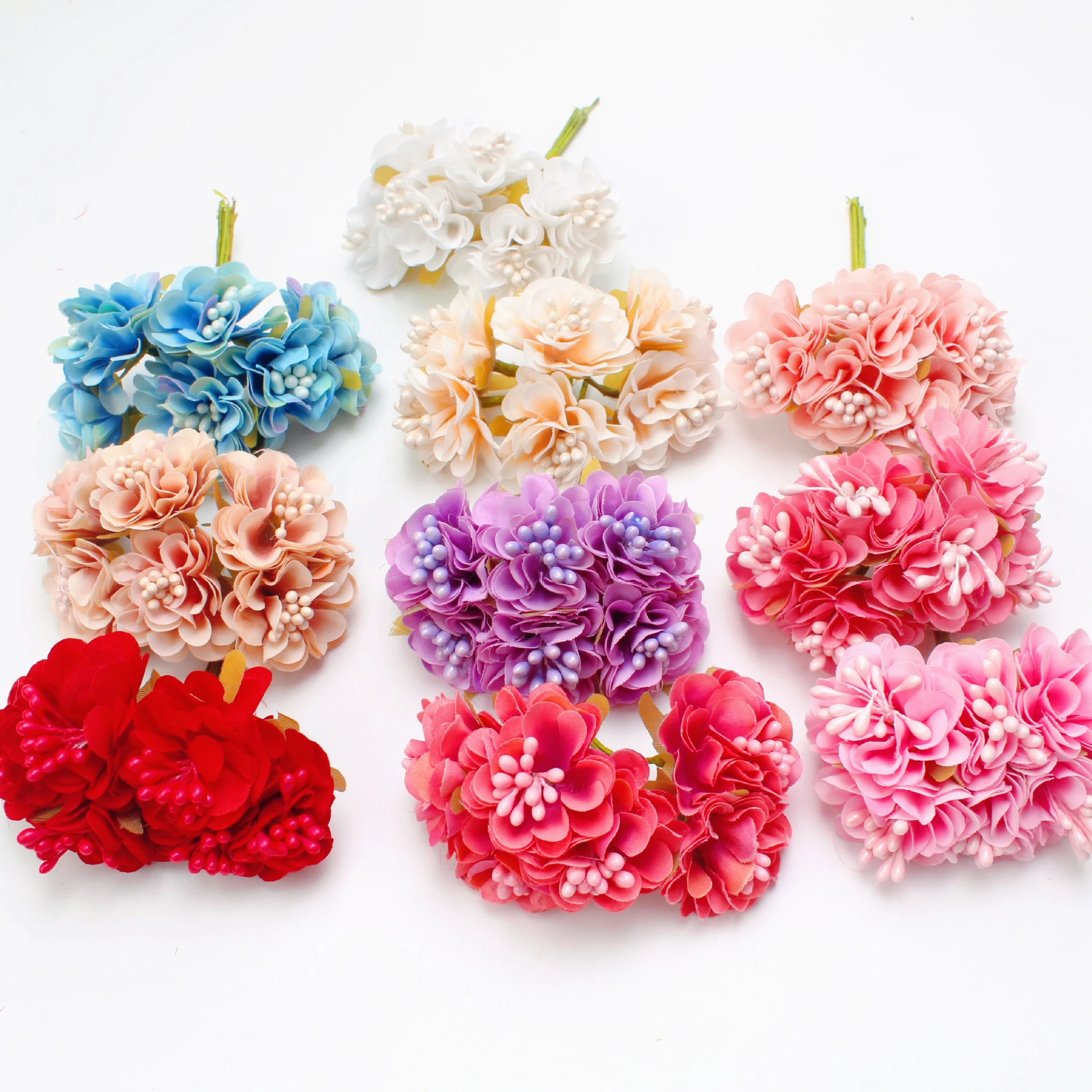 

6Pcs Mini Silk Rose Flower Heads Artificial Flowers Bouquet Wedding Home Living Room Decoration Wreath DIY Candy Box Accessories