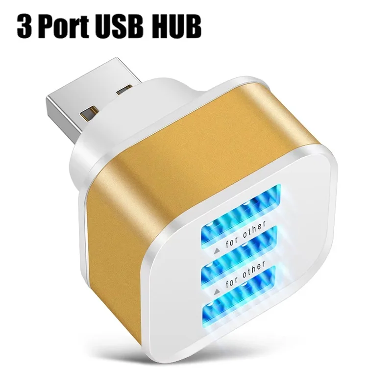 3 In 1 Multiple USB Interface Extender 3 Ports USB Slots Adaptor Extender USB2.0 For Phone Tablet Laptop Car Electronics USB Hub