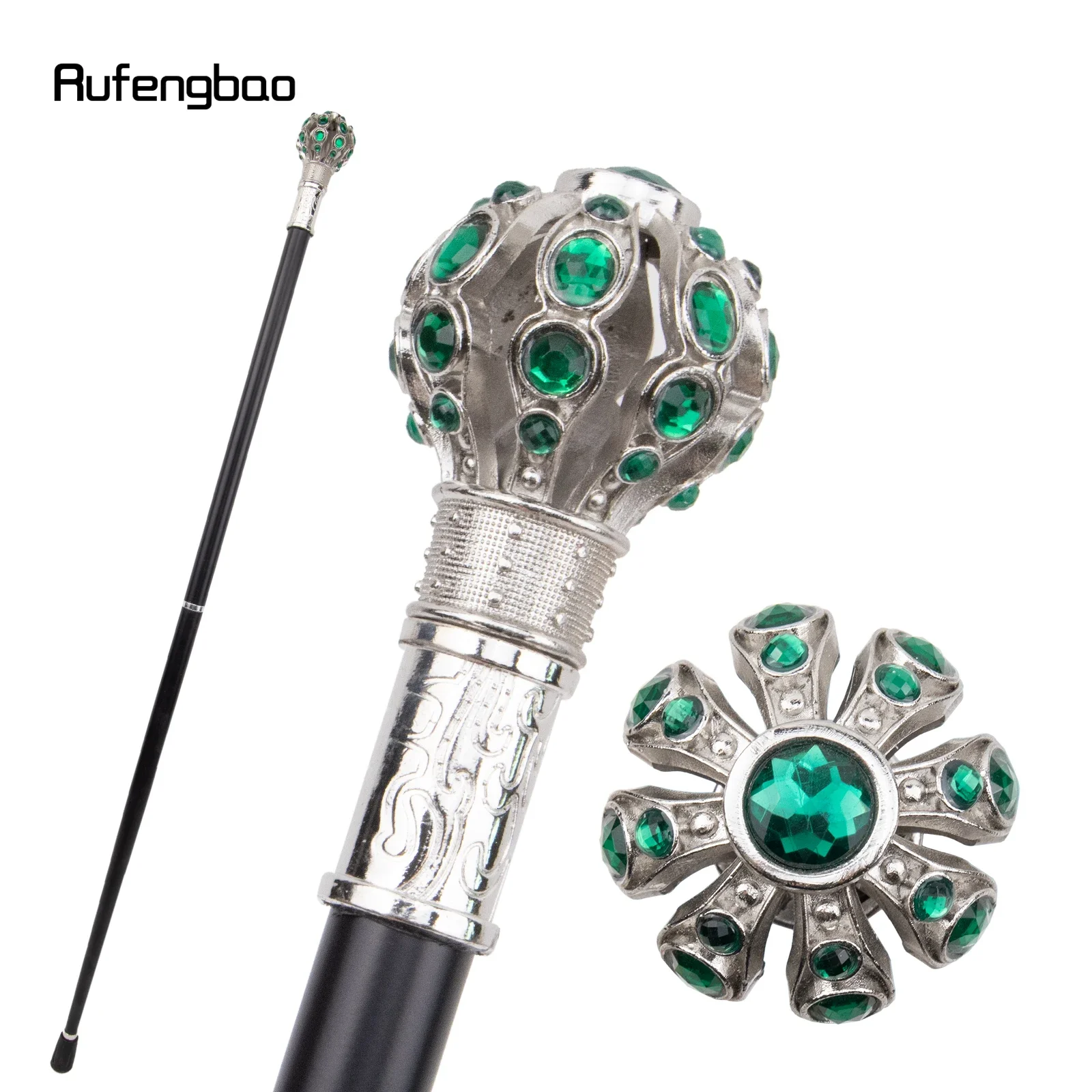 

White Green Ball Walking Stick Decorative Vampire Cospaly Vintage Party Fashionable Walking Cane Halloween Crosier 93cm