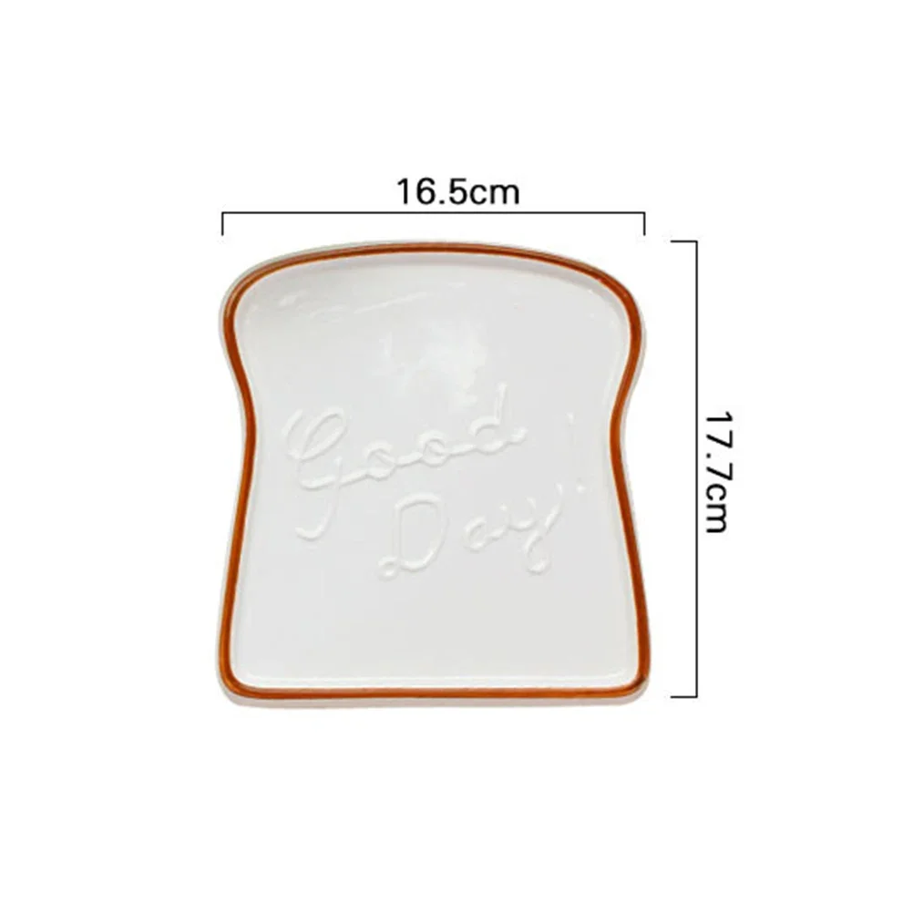 Kitchen Storage Serving Tray Ceramic Plate Toast Bread Shaped Plate Porcelain Salad Dessert Dish Tray for Home Restaurant Cafe