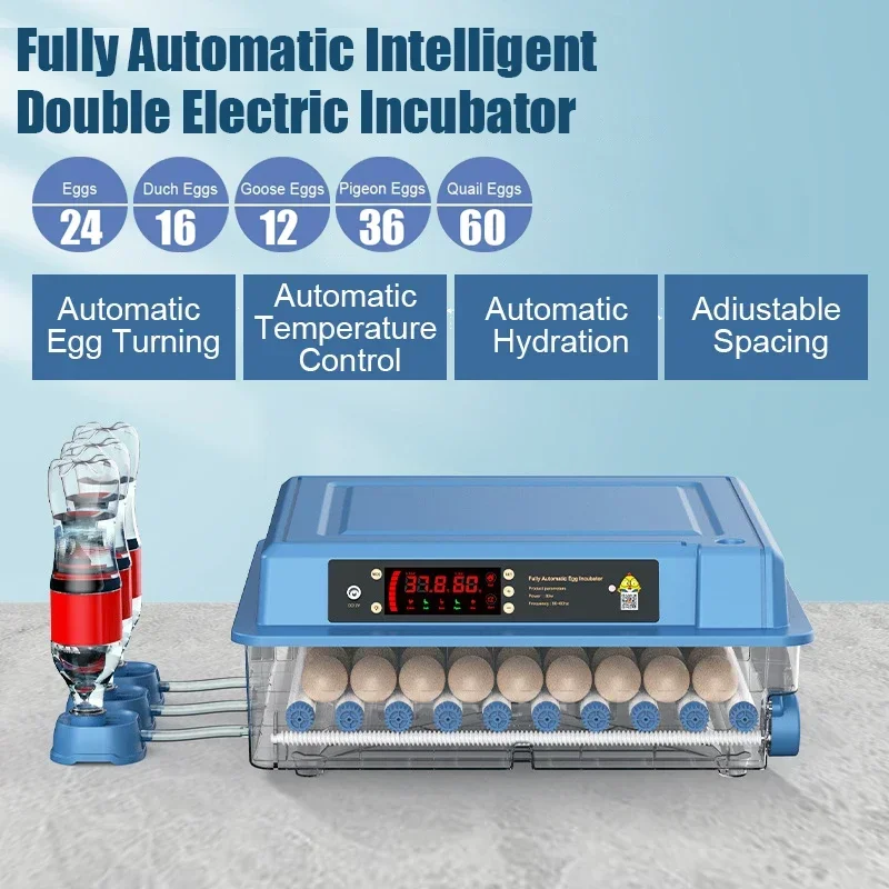 High Quality 110V/220V Electric Incubator Fully Automatic Intelligent Double Home Pet Electric Incubator Automatic Egg Turning