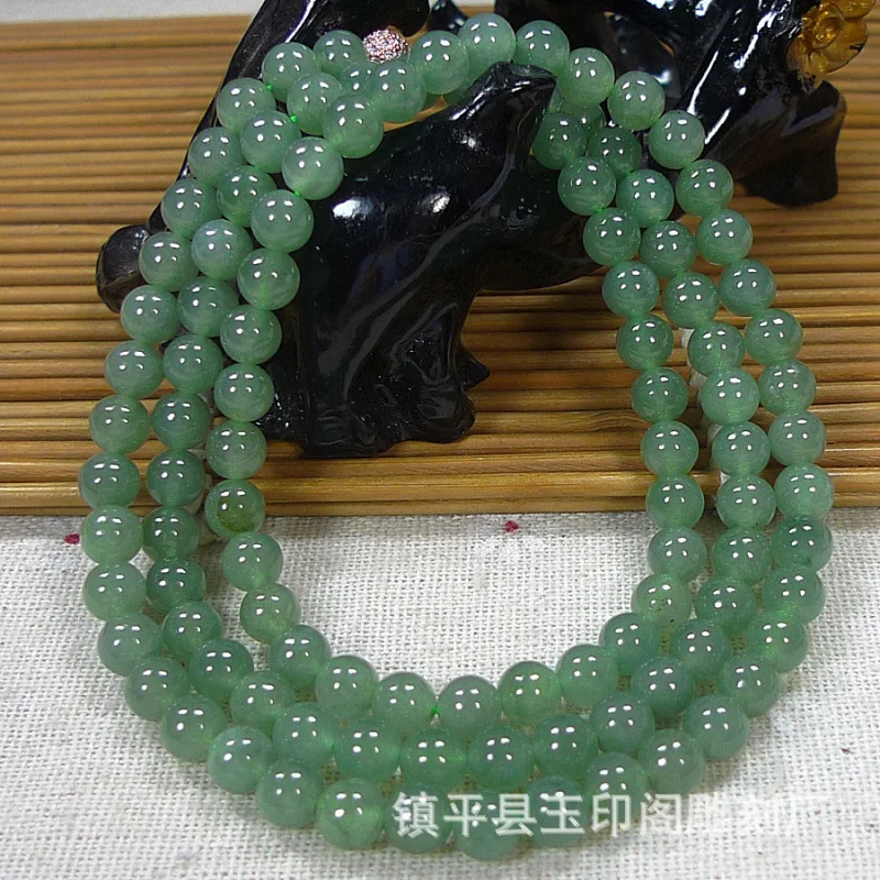 

Myanmar a-Level 108 Oil Green Bracelet Necklace Men and Women 7mm Beads Jade Bead