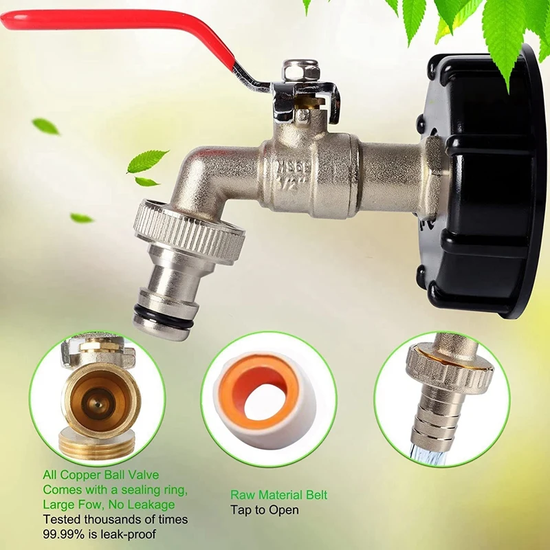 Contenedor IBC, accesorios de tanque Ibc de latón de 1/2 pulgada para tanque de agua S60X6, adaptador IBC de 1000L