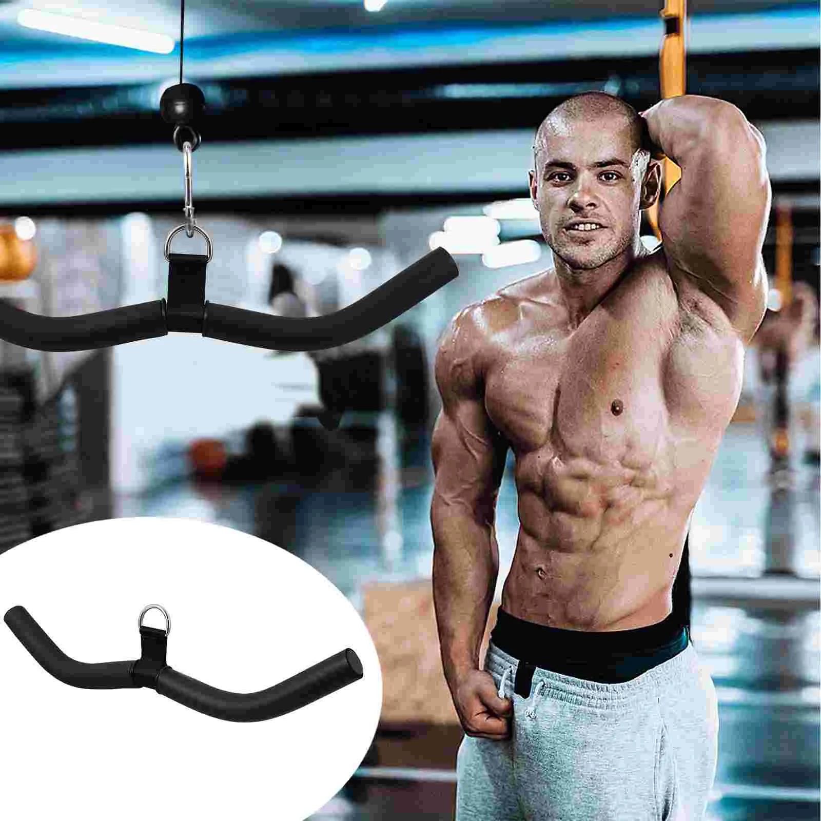 Fitness Bar Handle Gym Accessories Heavy Duty Tension Rod Tie Triceps Muscle Trainer Supplies Pull Down Biceps Outdoor
