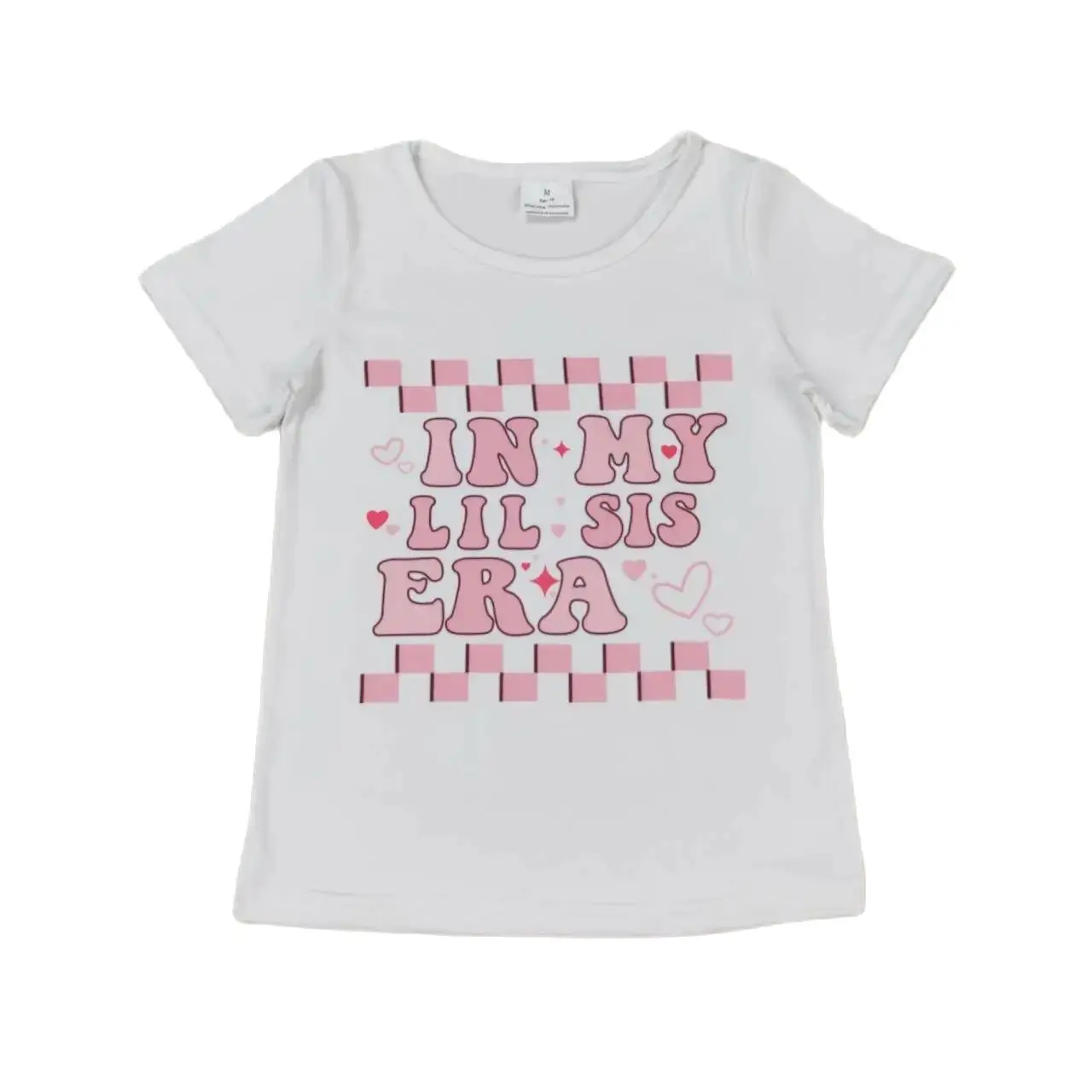 GT0557 Stylish, Good-Looking Girls Clothes  Short Sleeves Top In My Lil Sis Era Letters Print  With  Children Clothes