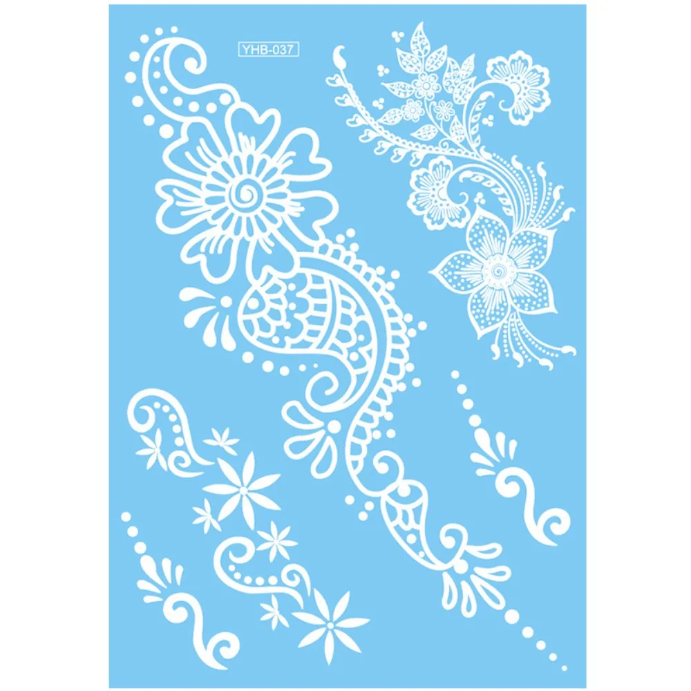 

Водонепроницаемые белые наклейки-тату, долговечные временные тату-наклейки с кружевными цветами, наклейки-тату в этническом стиле с бабочками для вечеринок