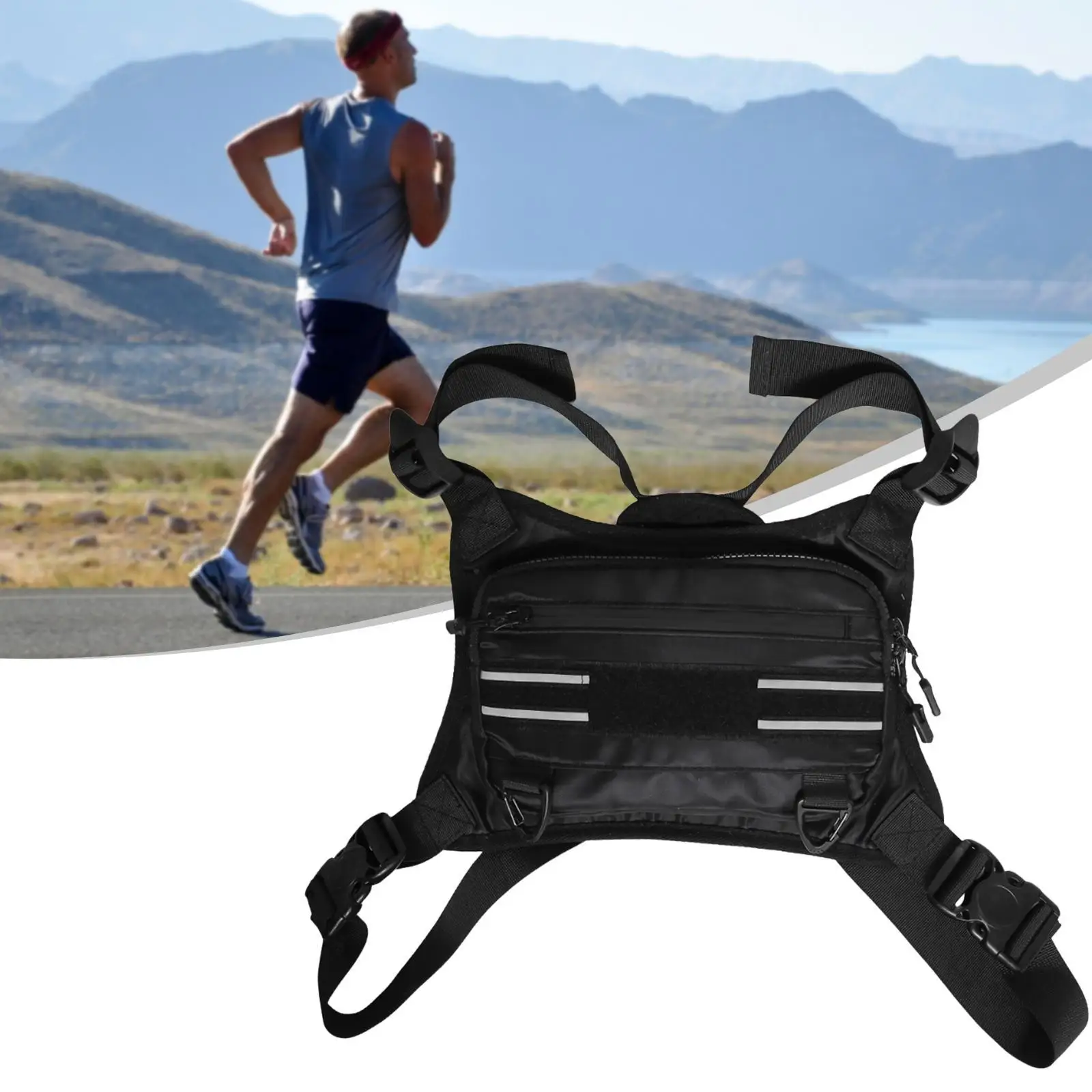 

Chest Bag Portable Water Resistant Phone Holder Oxford Cloth Chest Backpack Chest Pack for Riding Camping Hiking Adults Workouts