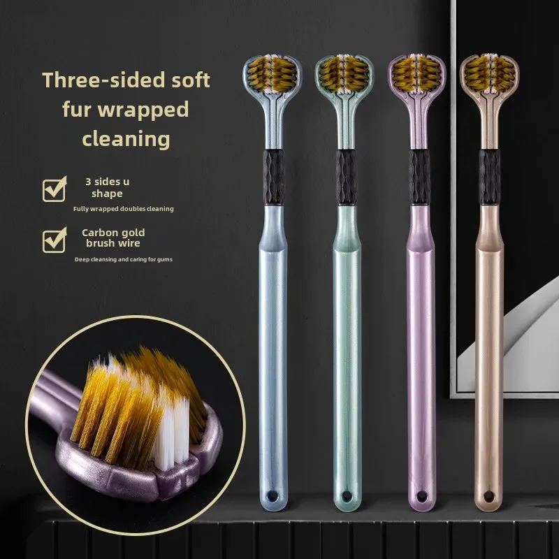 Southern Jie Ling New Triple-sided Toothbrush Three Heads Soft Bristles Household Cleaning Adults Use Wholesale Drop Shipping