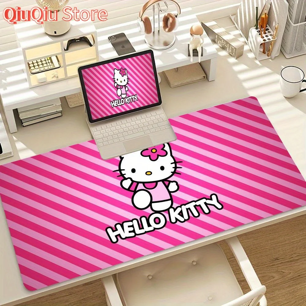 

Sanrio for hello kitty Коврик для мыши с героями мультфильмов — нескользящая резиновая основа, милый розово-белый полосатый дизайн с персонажем hello kitty