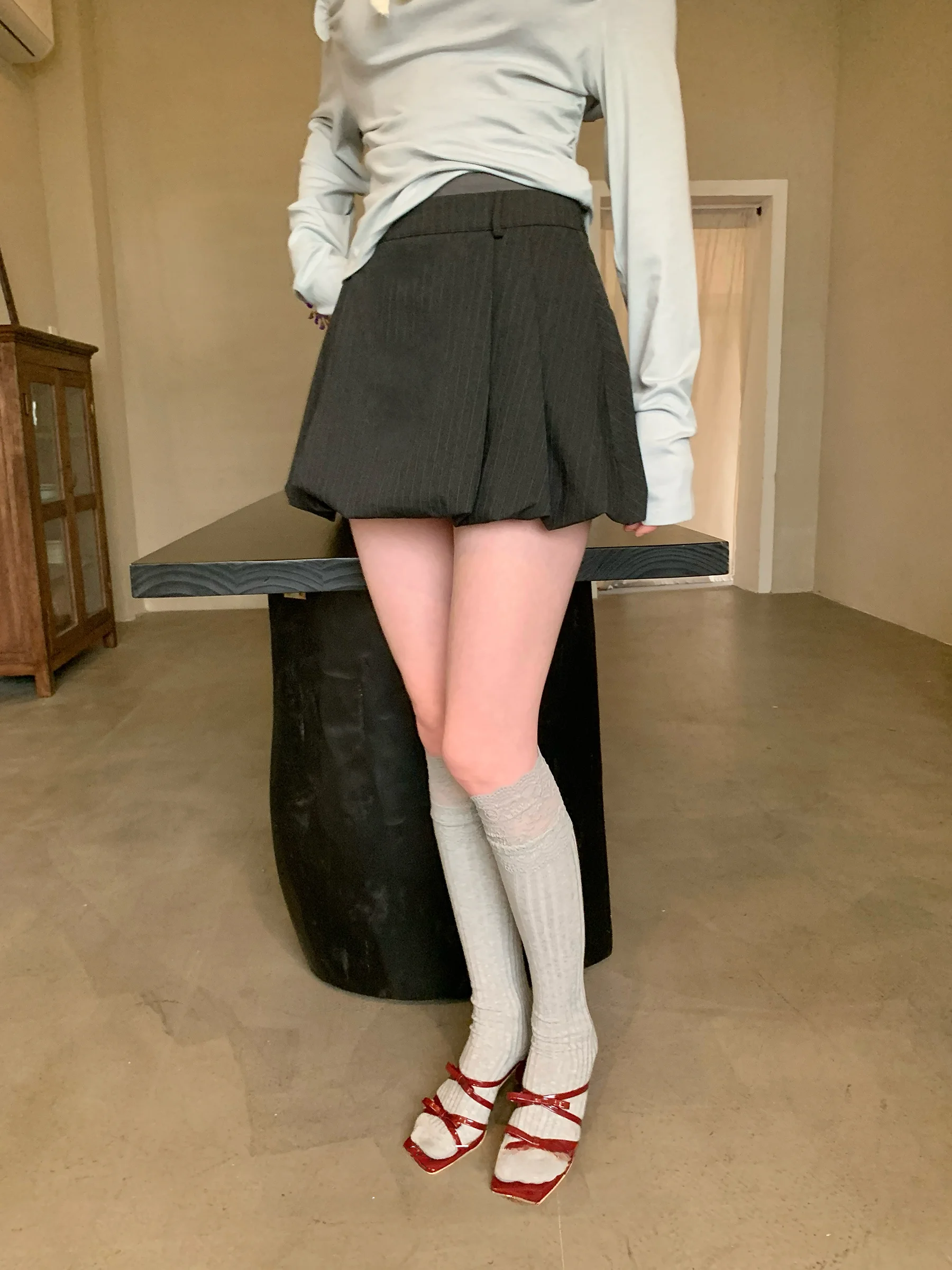 

Юбка А-силуэта с высокой талией женская, весна 2026, новая, в полоску, с защитой от просвечивания, повседневная, J.de Lumiere