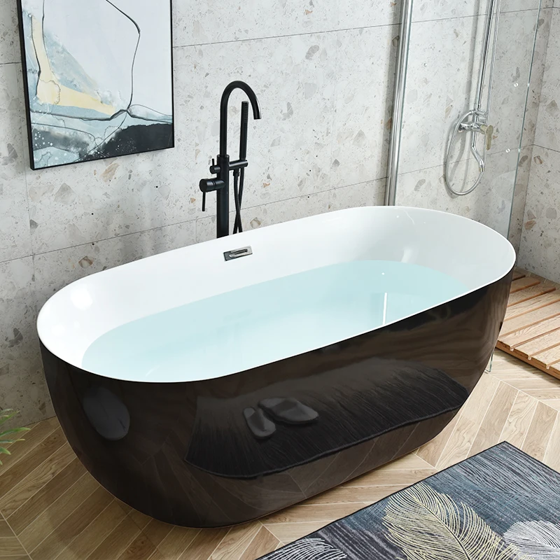 Luxury Acrylic Bathtub Oval Shape Soaking Freestanding Whirlpool Massage Thin Edges Apartment Bathroom Hotels Beauty Salons