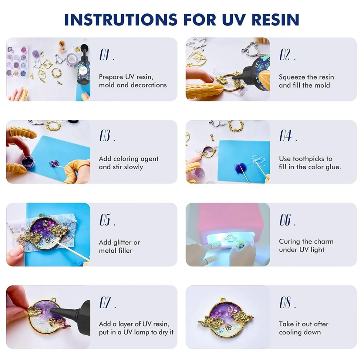 UV-hars - 100G kristalheldere harde lijm Ultraviolet uithardende epoxyhars voor doe-het-zelf sieraden maken, ambachtelijke decoratie F