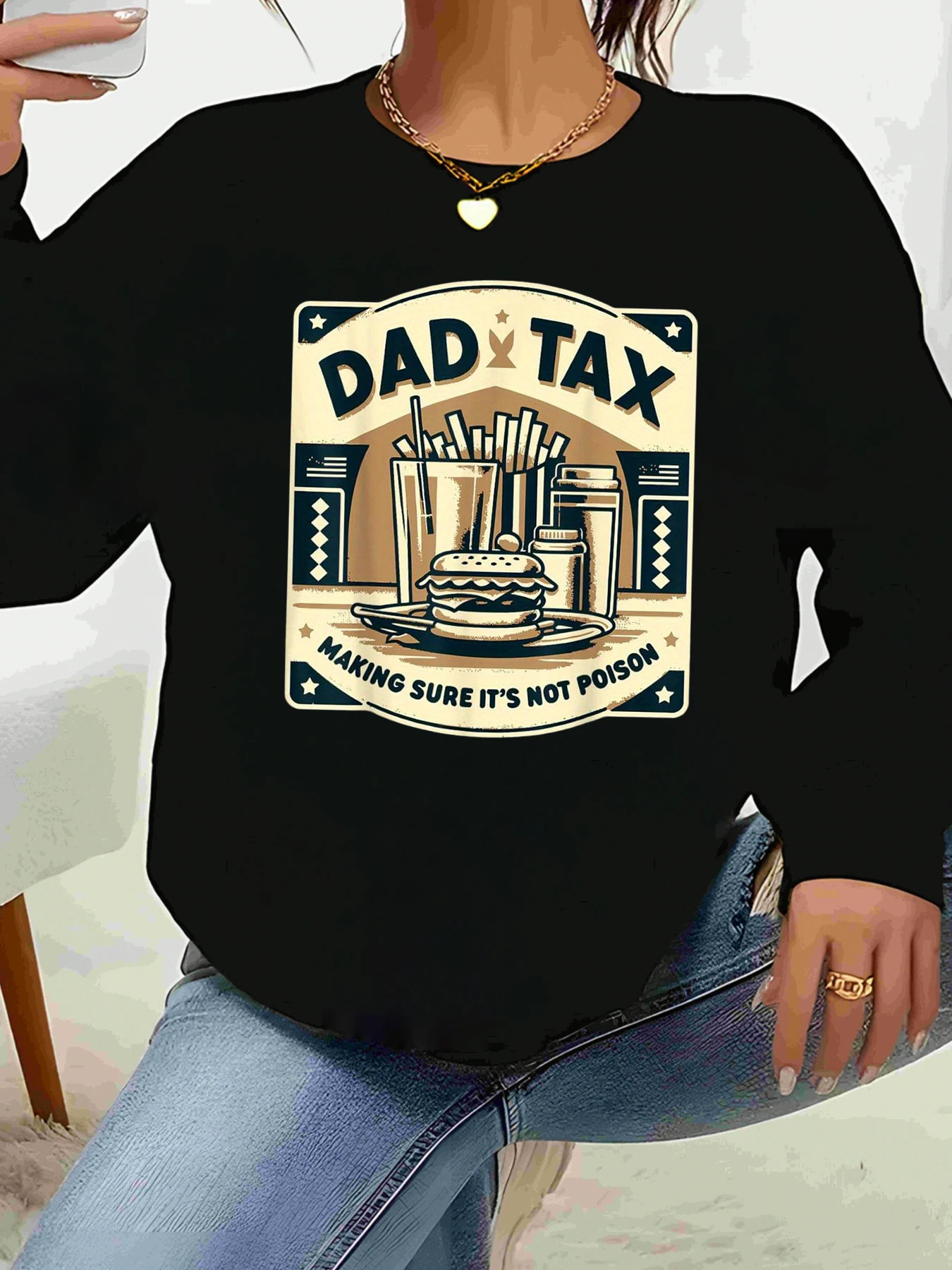 เสื้อยืดแขนยาวพิมพ์ลาย Dad Tax Making Sure It's Not Poison ชุดลำลองสำหรับวันพ่อสำหรับผู้ชายและผู้หญิง