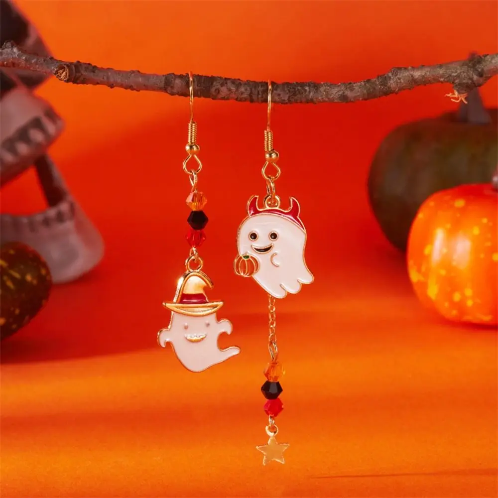 Alloy Halloween Earrings Trick or Treat Ghost Pumpkin Ear Studs Jewelry Set Pendant Ghost Dangle Earrings All Saints' Day