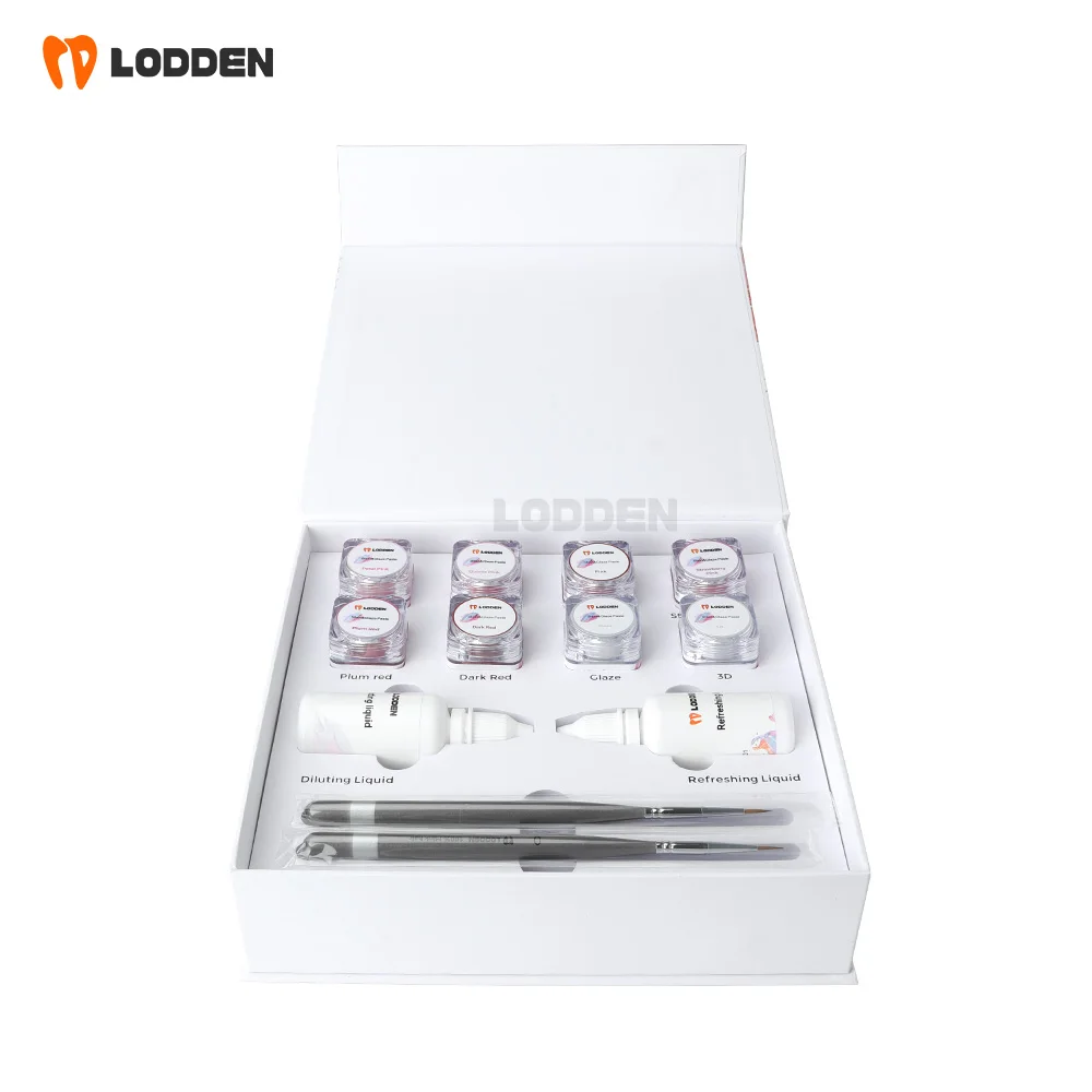 LODDEN Dentistry Materials Gum KIT Stain Low Temperature Glaze Paste 4g Liquid 25ml Stained for Zirconia Filling Dental Veneers