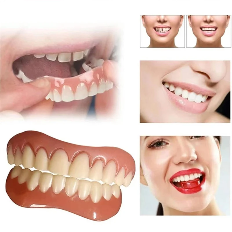 False Teeth Silicone Upper Lower Veneers Perfect Men Women Dental Patches Braces Simulated Stickers for Teeth Orthodontic