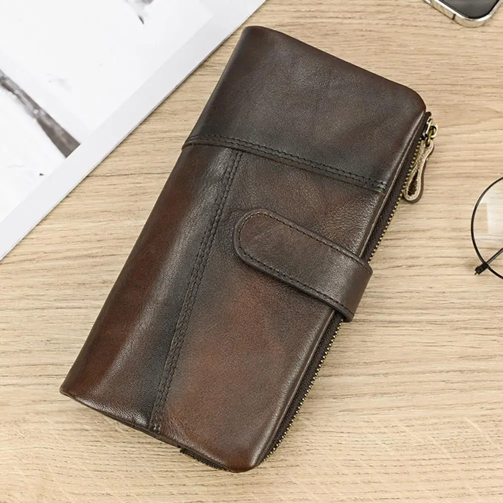 Artisan-made Wallet Men's Faux Leather Wallet with 18 Card Slots Rfid Protection Clutch Organizer Waterproof Zipper Pockets