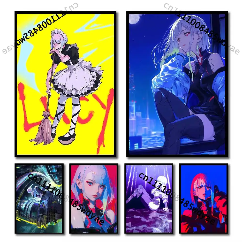E-Edgerunners Game Cyberpunk lucy Classic Wall Art, Canvas Print Poster, Suitable for Home, Living Room Room Decoration Painting