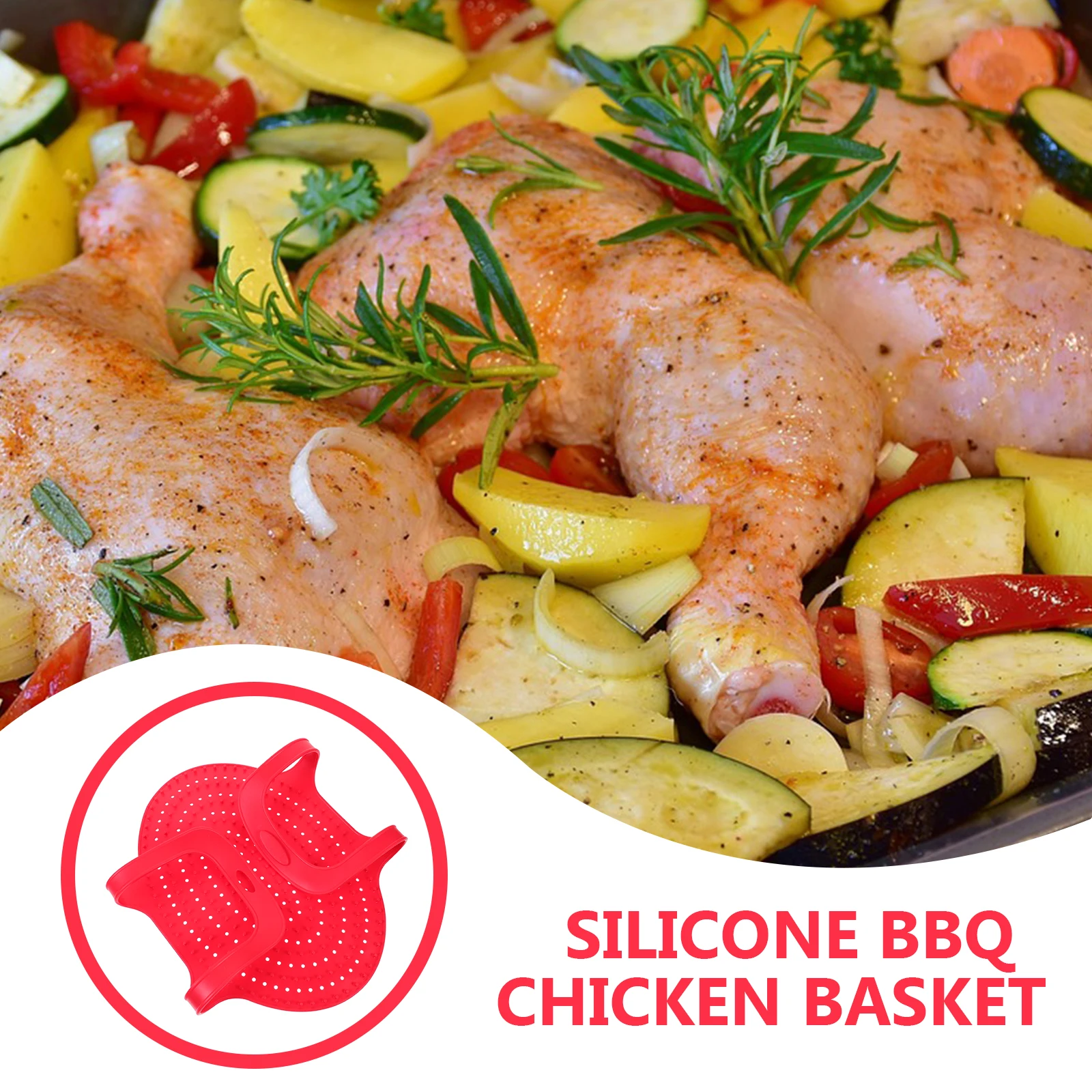 

Silicone Turkey Basket Grill Non-Stick Chicken Lifter Tool Oven Roasting Pallet Bbq Camping Picnic Cooking Accessory