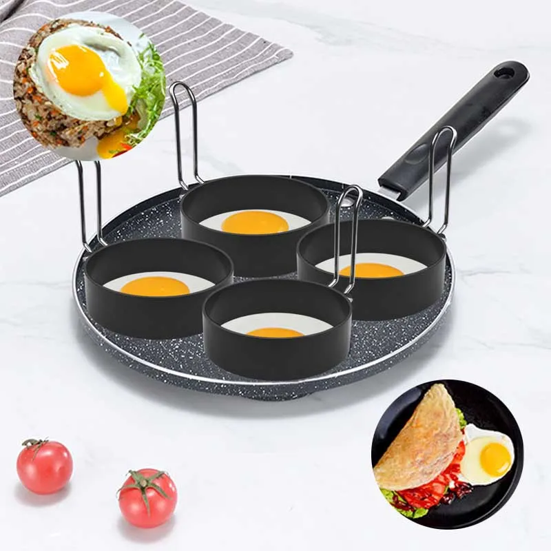 Fried Eggs Pancake Mold Cooking Mold for Burger Stainless Steel Egg Rings Nonstick Round Shaper Mold with Anti-scald Handle